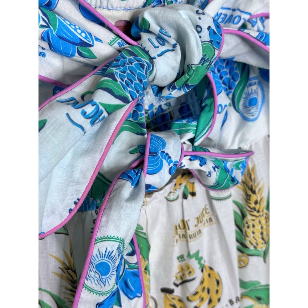 Farm Rio x Anthropologie Midi Dress Medium NWT Fruit Floral Tiered Cover Up - Picture 5 of 16
